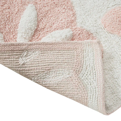Cotton Tufted Bath Rug with Medallion Design, Plush Absorbent Bathroom Mat for Tub Shower Vanity, Machine Washable, Non-Slip Backing Recommended, 20x30 Inches, Pink