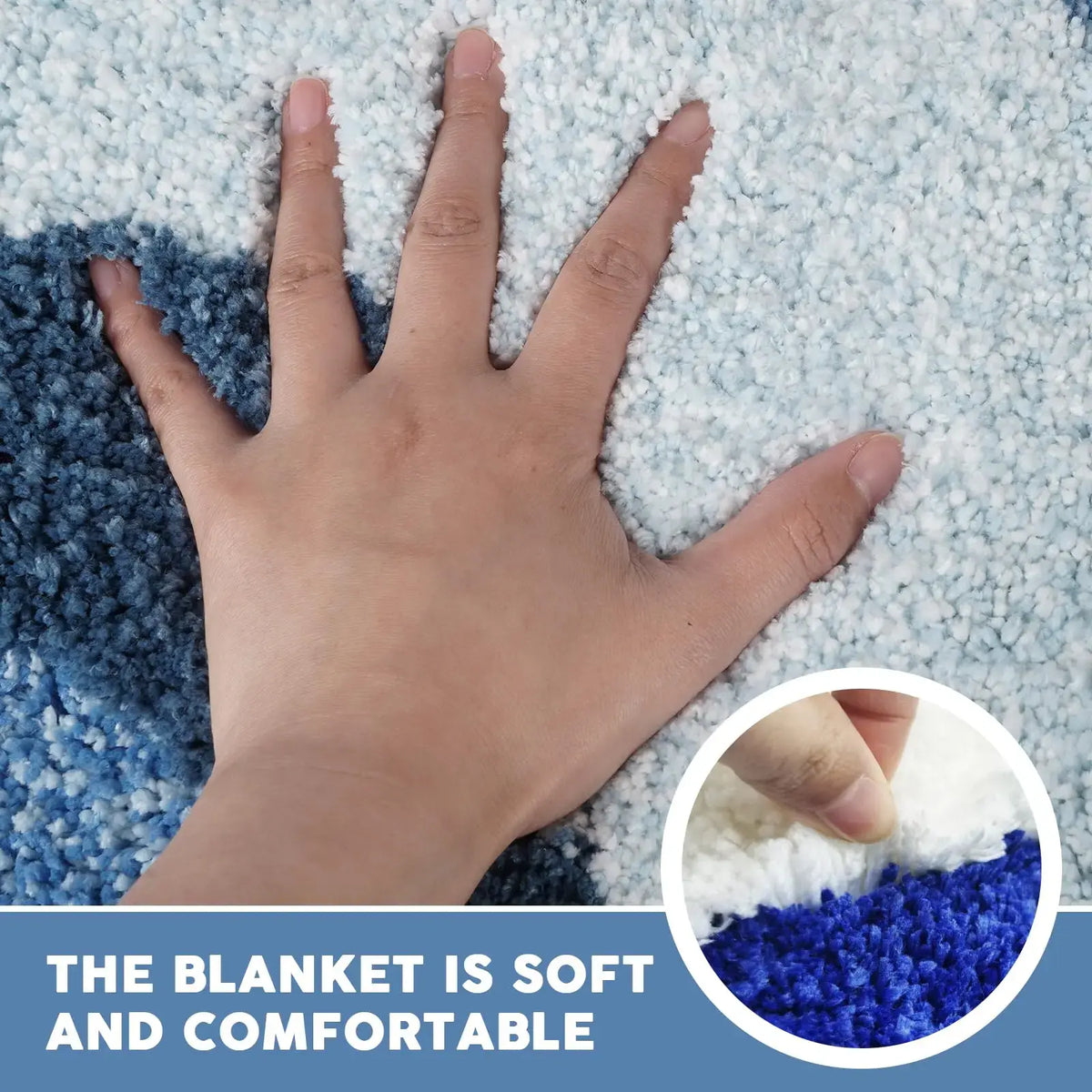 LAKEA Blue Sea Pattern Tufted Rug, Funny Japanese Style Textured Super Soft Flocking Mat, Anti-Slip Entrance Indoor Area Rug, Machine Washable Home Decor Floor Pad, Entrance Rug