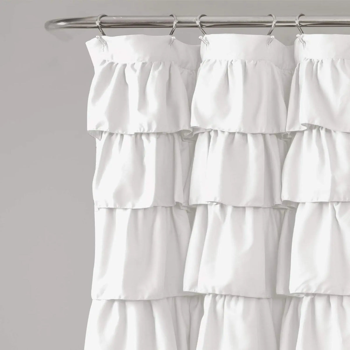 Ruffle Trim Shower Curtain, Soft Washable Polyester Cloth, Fabric Shower Curtain, Shower Curtains Washable, Water-repellent Shower Curtain, Bathroom Accessories, Home Decor Supplies, Waterproof Bathroom Curtain, Bathroom Decoration Accessories