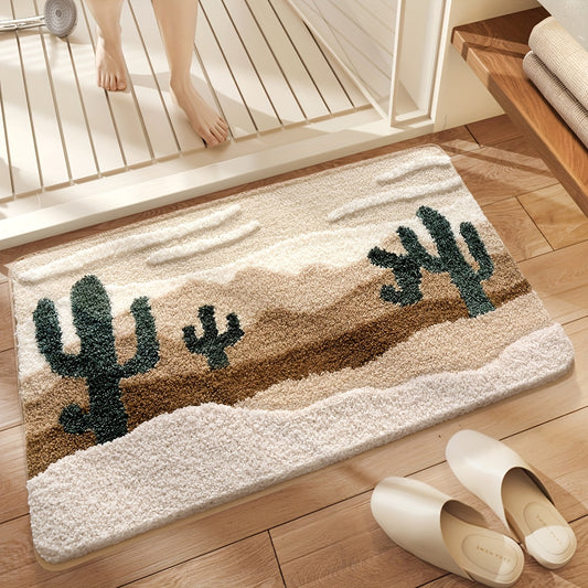 1pc Bathroom Rug Bath Mat, Desert Pattern Absorbent Premium Bathroom Rug, Non-Slip Comfortable Bathroom Mat for Bathroom Floor, Sink, Bathtub, Shower Room, Home Decor Christmas Decoration Christmas Gift