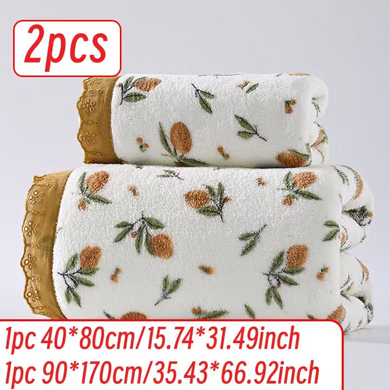 2pcs/4pcs Set, Modern Easy Small Floral Towel And Bath Towel Set Ultra-Soft Ultra-Large Bath Towel Quick-Drying Towel And Bath Towel Non-Shedding High-Absorbent Ultra-Soft Lightweight Style High-Quality Durable Bathroom Additions New Year Style Towe