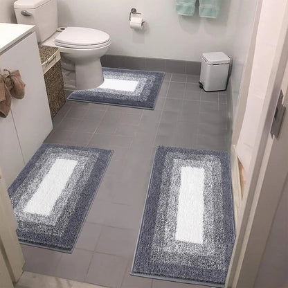 LOKHOM Bathroom Rug Sets, Non Slip, Absorbent Microfiber, Soft Farmhouse Bathroom Rug, Includes U-Shaped Toilet Mat, Shower, Machine Washable Home Goods Grey rug Cozy Bath Mat summerwins,back to school,dorm essentials,home decor,home essentials