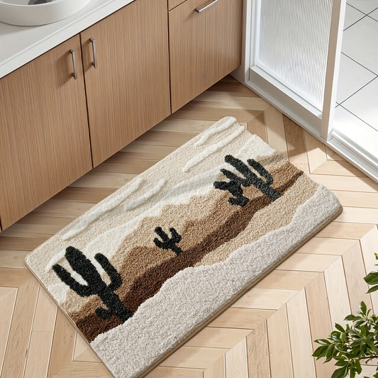 1pc Bathroom Rug Bath Mat, Desert Pattern Absorbent Premium Bathroom Rug, Non-Slip Comfortable Bathroom Mat for Bathroom Floor, Sink, Bathtub, Shower Room, Home Decor Christmas Decoration Christmas Gift