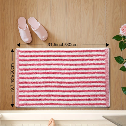 1pc Fluffy Bath Rug Bathroom Mat, Extra Soft Bath Mat, Easy Stripes Absorbent Premium Bathroom Rug, Non-Slip Comfortable Bathroom Mat for Bathroom Floor, Sink, Bathtub, Shower Room, Home Decor Christmas Decor Christmas Gift