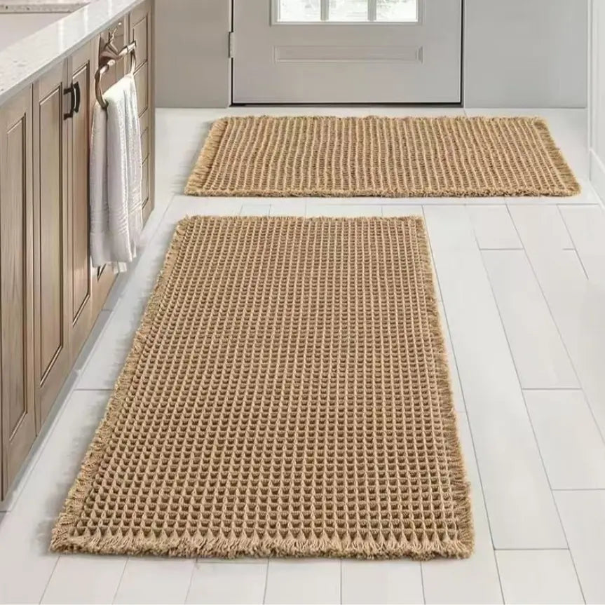 Waffle Bath Mat Runner Non Slip, Ultra Soft Absorbent Bathroom Rug for Shower Tub, Machine Washable, Boho Aesthetic Home Decor Carpet #Summervibes