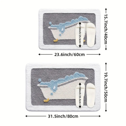 1pc Bathroom Rug Mat, Extra Soft Absorbent Premium Bath Rug, Non-Slip Comfortable Bath Mat for Bathroom Floor, Sink, Bathtub, Shower Room