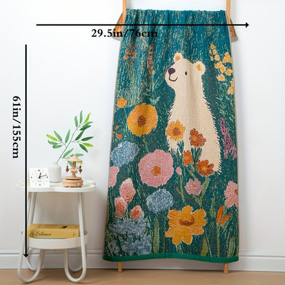 New Style Pure Cotton Gauze Bath Towel, Extra Large and Thick, Luxury Yarn-dyed Jacquard with Floral Pattern, for Couples Home Use, Water-absorbent and Quick-drying, Multi-layer Gauze, Skin-friendly and Breathable, Large Adult Bath Towel for Wrapping
