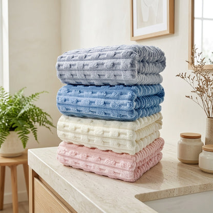 Bath Towels 4-Pack 70 X 140 Cm, 4pcs Bath Towels 70 X 140 Cm/27.5 X 55.1 Inches 4-Packs Ultra-Absorbent Waffle Weave Bath Towels, Soft, Quick-Dry, Durable, Unscented Coral Fleece Towels for Spa, Gym, And Home Use