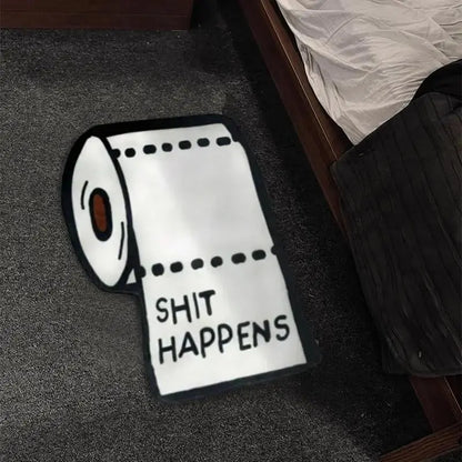 Modern Oval 1-Piece Soft Bath Mat - Funny Toilet Paper Shape, Slip-Safe Base with Stays Put Grip, Washable Home Supplies for Bathroom, Bedroom, Bathroom Floor Mat