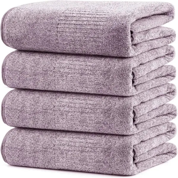 SEISSO Large Bath Towels Wrap 2 or 4 Counts Super Absorbent Soft Lightweight Quick Drying Oversized Family Shares Plain Unisex Home Good Comfortable Bathrobe Hotel Accommodation