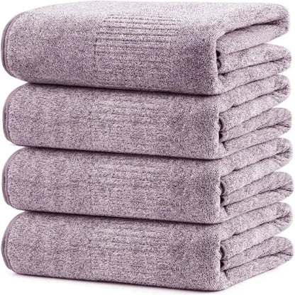 SEISSO Large Bath Towels Wrap 2 or 4 Counts Super Absorbent Soft Lightweight Quick Drying Oversized Family Shares Plain Unisex Home Good Comfortable Bathrobe Hotel Accommodation