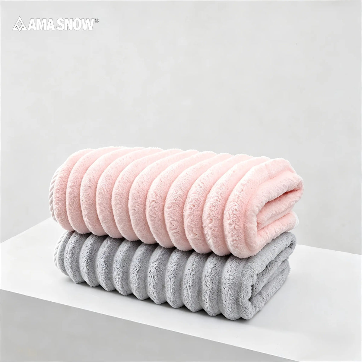 AMA SNOW 4-Pack Oversized Anti-Shrink Bath Towels - 27.6 inches x 55.1 inches Coral Fleece, Anti-Static, Soft, Quick-Dry, Striped, Breathable, Luxury Plush, Unisex, Fade Resistant, Cold Wash Safe for Bathroom, Personal Care, Beauty Use