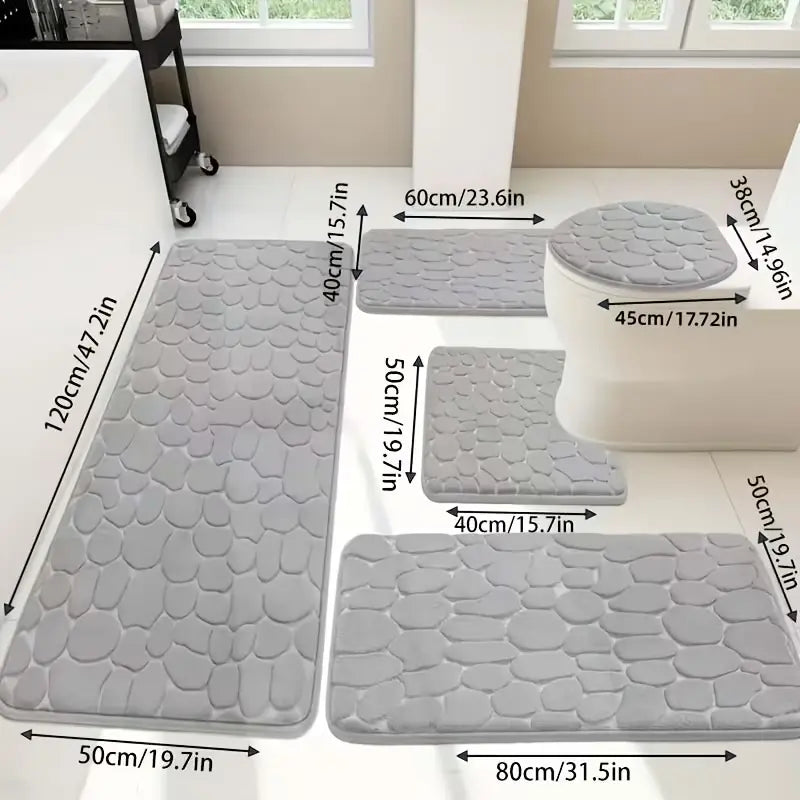 5pcs Premium Foot Memory Bathroom Mat – Absorbent, Quick-Drying Memory Foam, Machine Washable, Thick Non-Slip Rug, Suitable for Shower Areas, Kitchens, Laundry Rooms – Soft and Comfortable Home Decor white design super