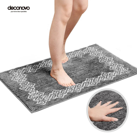 Deconovo 1-Piece Polyester Bathroom Rug - Nonslip, Soft High-Density Pile, Durable Ultra-Plush Rectangle Mat, Super Absorbent Machine-Washable Shaggy Accessory for Tub, Shower, Bohemian Modern Rugs for Bathroom Floor