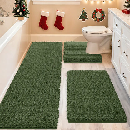 ACCUMTEK Upgrade Extra Large Bathroom Rug Set Ultra Soft, Thick Absorbent Bath Mats, Non Slip Chenille Toilet Mat for Bathroom, Bedroom, Kitchen