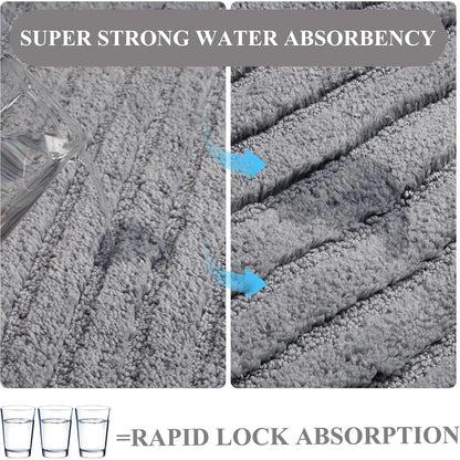 Bathroom Rug Set 3 count,Ultra Absorbent Quick Dry Bathroom Mats | Microfiber Bath Mat Shower Rug Runner Non Slip,Super Soft U Shaped Toilet Mats Floor Carpet,Grey