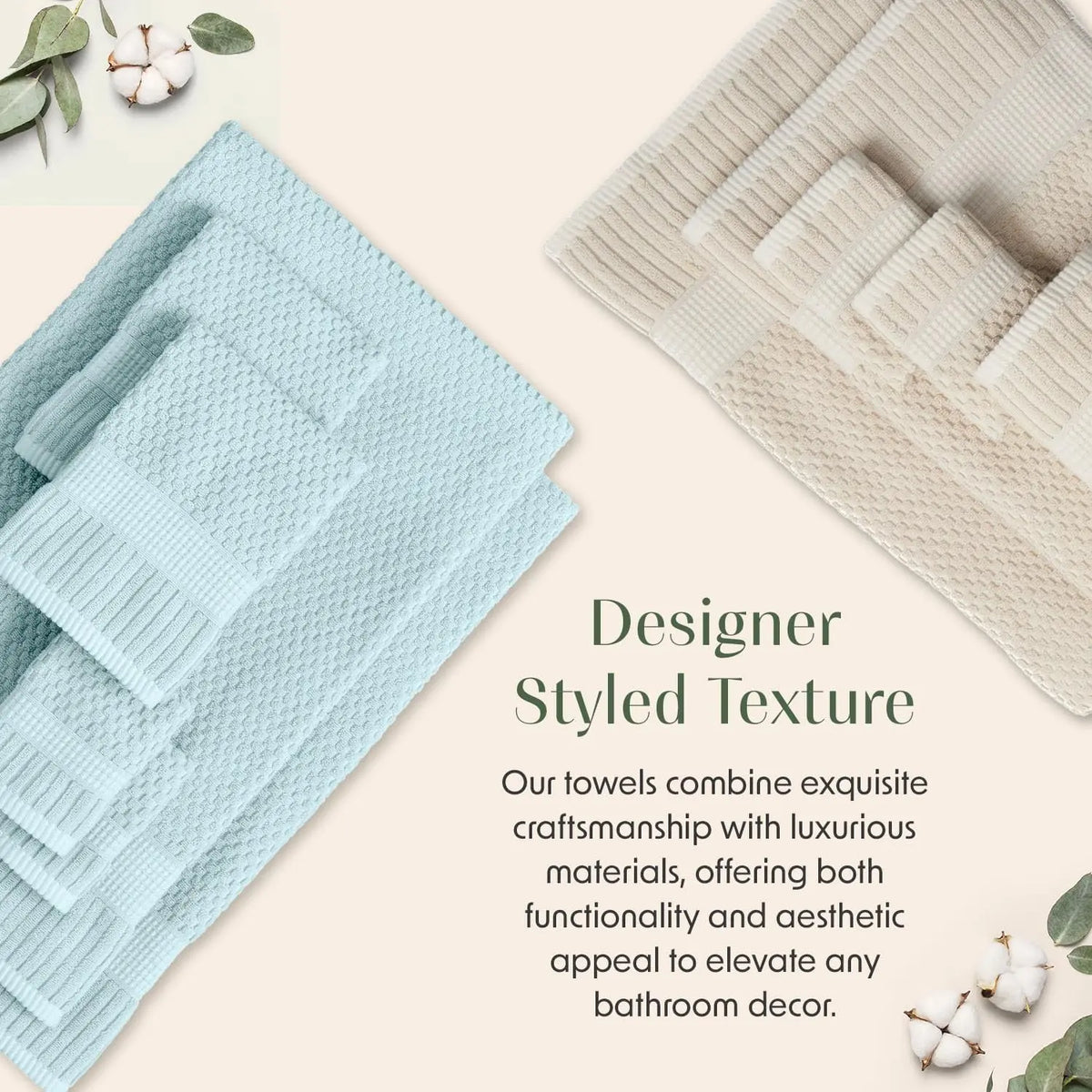 4 Pack 100% Cotton Bath Towels | Beige Towels | Oeko‑TEX Standard 100 | Soft & Absorbent, Quick‑Dry | Trinity Collection - Sand