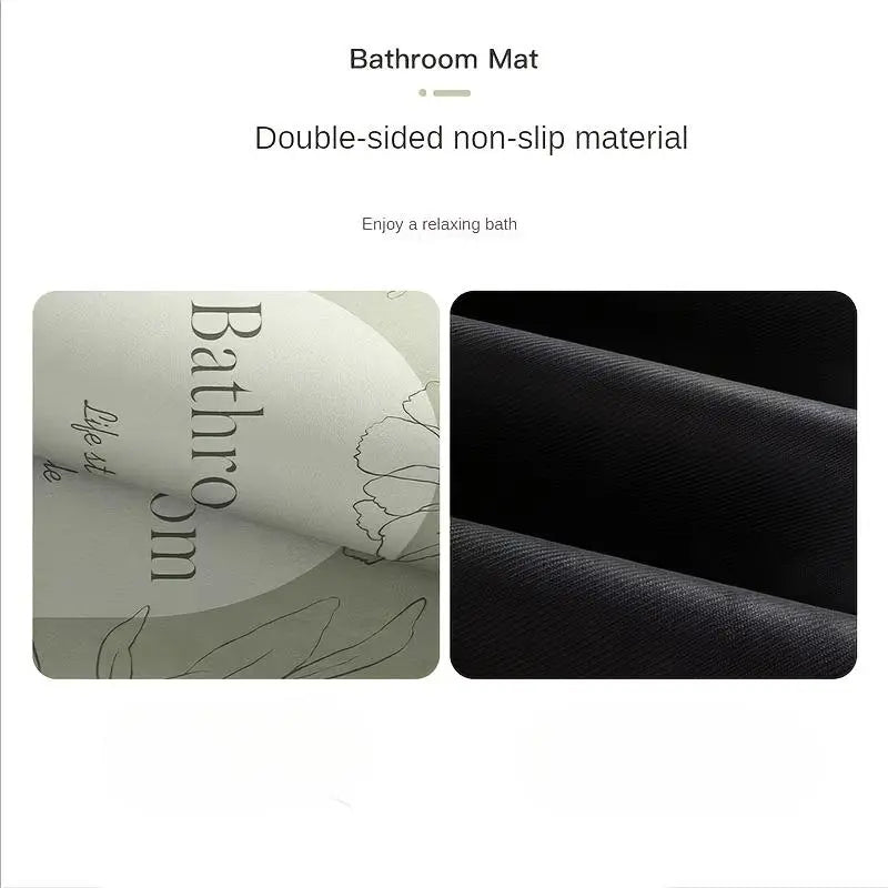 2D Flat 3D Printed Bathroom Floor Mat, Diatom Mud Absorbent Bath Mat with Anti-Slip Rubber Backing for Toilet, Kitchen, Entrance and Home