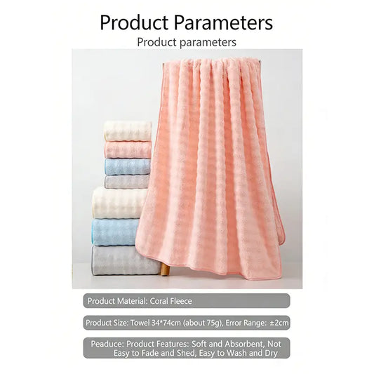 Pink Ultra-Fluffy Coral Fleece 3-Piece Set (Bath Towel, Hand Towel, Face Cloth) – Cozy, Super Absorbent, Quick-Dry, Thick, Skin-Friendly, Breathable Microfiber Bathroom Wipe Essentials for Home, Shower, Gifts (Pink Set)