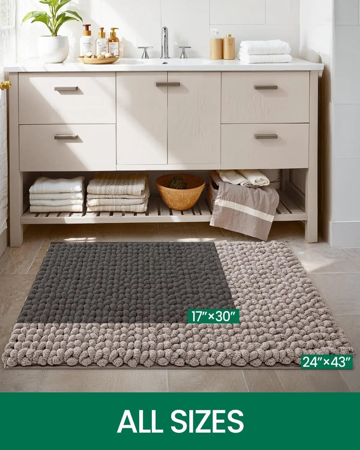 Lumi Luxury Bathroom Rug White Ultra Soft Quick Dry with Braid Design for Bathtub Absorbent Washable Laundry Use Microfiber Shower Fluffy Home Goods Thick Non-Slip Mat 17"x30"