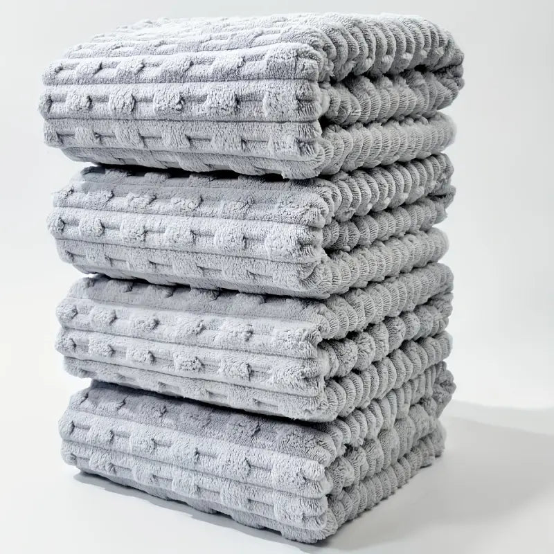 Brand new bamboo fiber bath towels 4 pack, 70*140 cm, twisted rib design, absorbent, quick-drying, soft, durable, frameless coral fleece, suitable for spa, gym and home, water absorbent towel, Bathroom towels