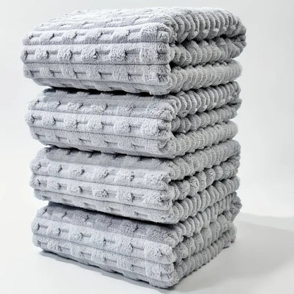 Brand new bamboo fiber bath towels 4 pack, 70*140 cm, twisted rib design, absorbent, quick-drying, soft, durable, frameless coral fleece, suitable for spa, gym and home, water absorbent towel, Bathroom towels