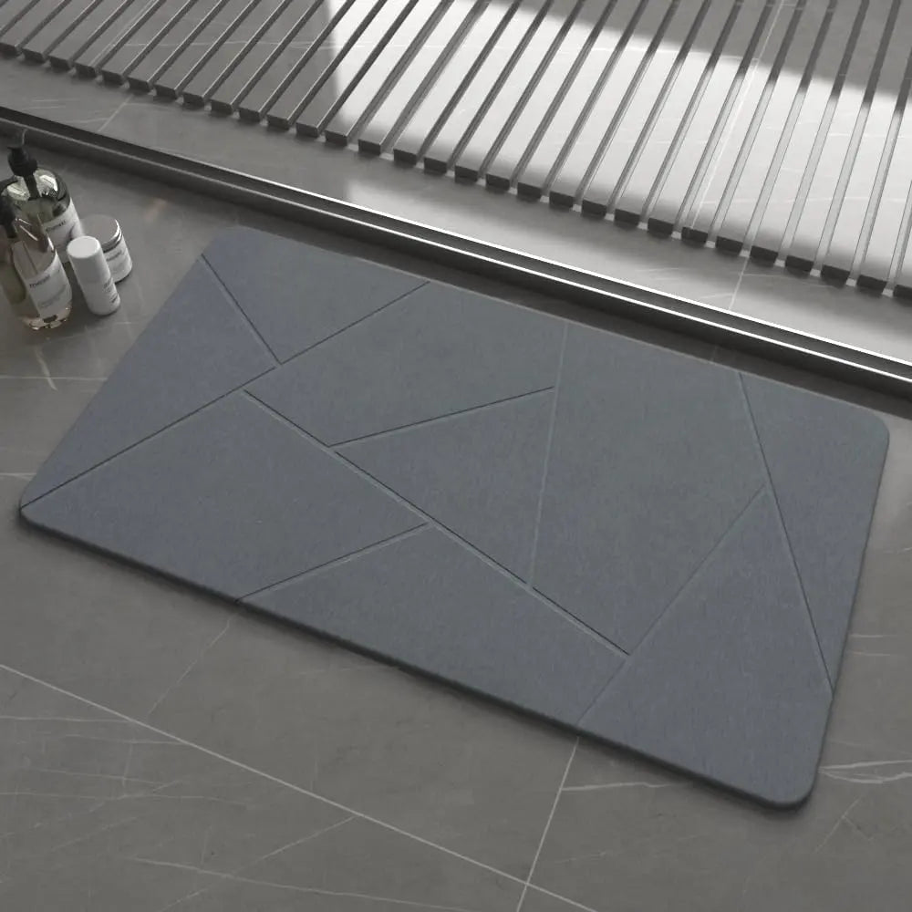 Stone Bath Mat for Bathroom, Diatomaceous Earth Mat - Fast-Drying, Non-Slip, Super Absorbent (23.6"×15.4" White Flow)