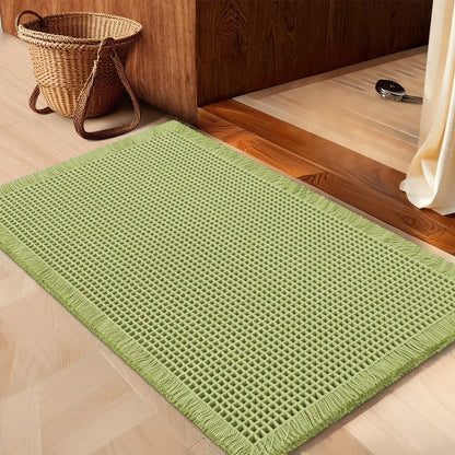 IM HOME Waffle Bath Mat Rugs 1/2/3 Piece, Boho Woven Modern Carpet, Absorbent Bathroom Rugs, Soft Washable Bath Rugs with Tassels for Bathroom, Bedroom, Kitchen, Shower, Tub,Halloween