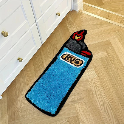 LAKEA Blue Tufted Plush Rug - Anti-Slip Base, Rugs for Bedroom, Plush Bath Mats, Laundry Mat, Retro Rainbow Fluffy Design, Bath Decor