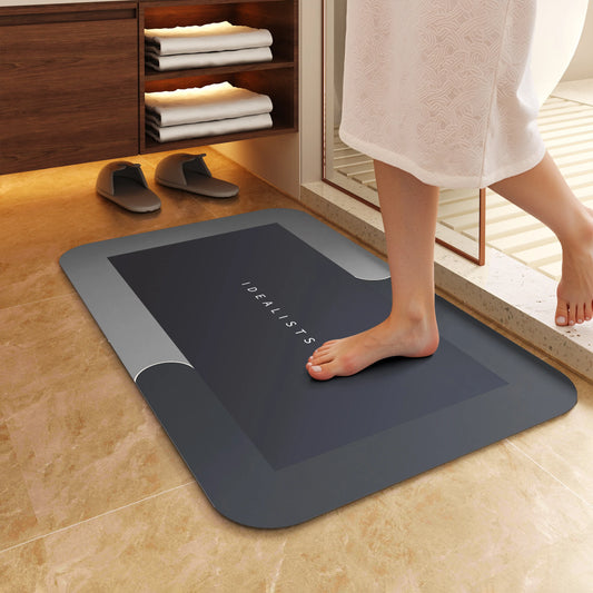 Premium Quick-Dry Thin Diatomite Bath Mat Ultra-Absorbent Non-Slip Rubber Backing Machine Washable Stain Resistant Geometric Design for Bathroom Kitchen Laundry Room Father's Day gift