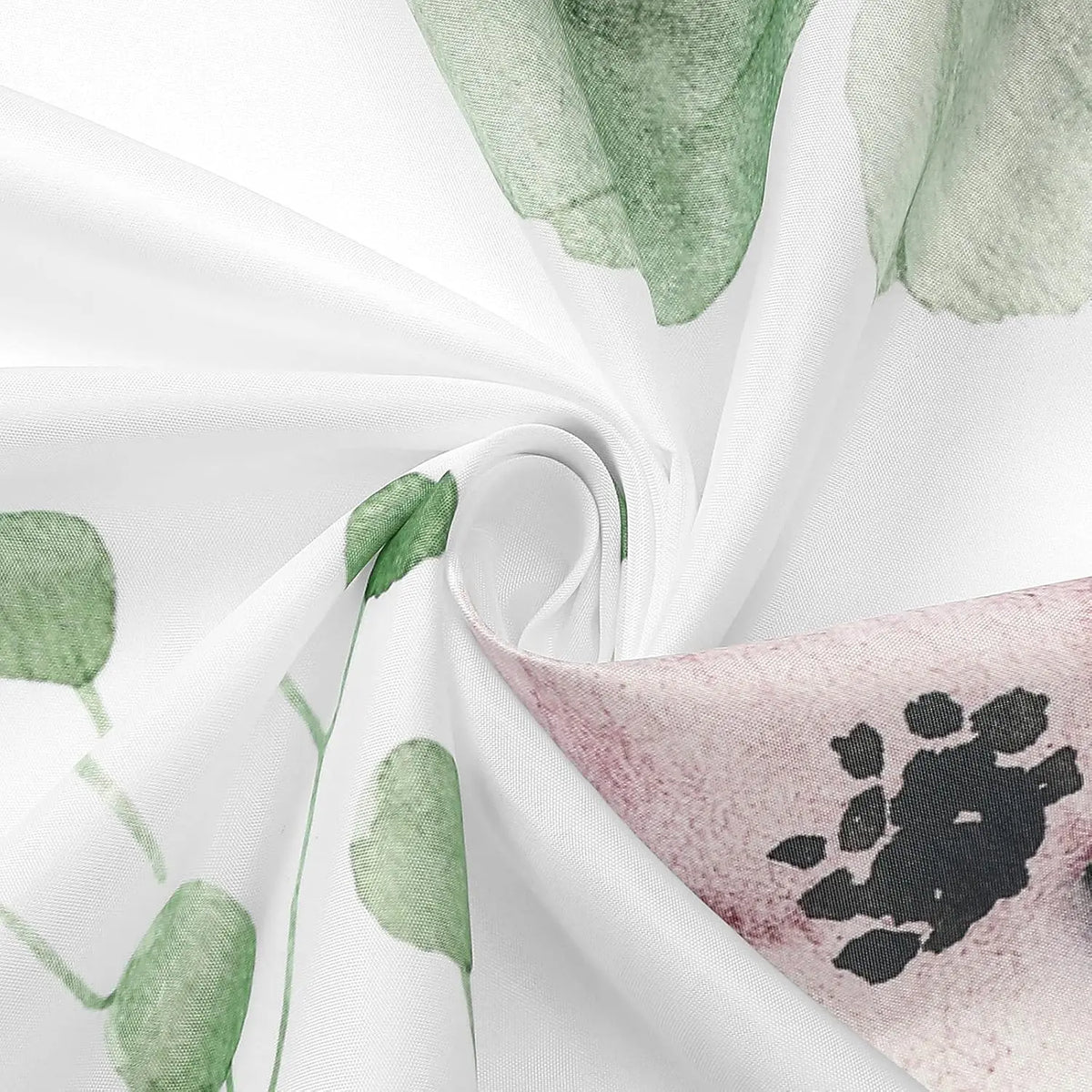 Modern Sage Green and Beige Floral Shower Curtain with Included Hooks