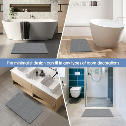 Stone Bath Mat Diatomaceous Earth Shower Mat Non-Slip Super Absorbent Diatomite Stone Bath Mats for Bathroom Floor Quick Drying Natural Easy to Clean(23.6 x 15.4 in)