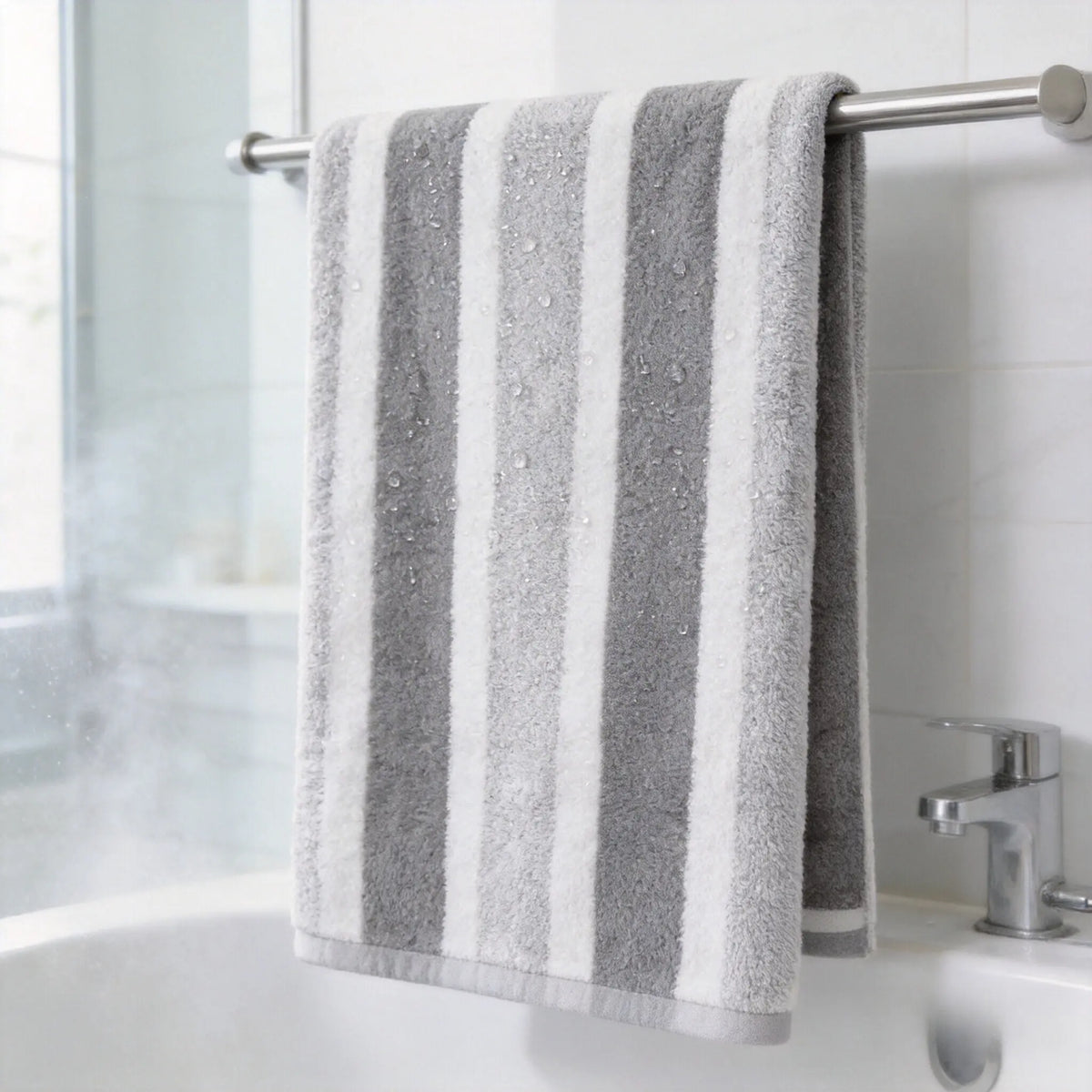 Modern 8-Piece Premium Striped Towel Set, Ultra Soft Water Absorbent Quick Dry Bath & Hand Towels for Bathroom, Gym