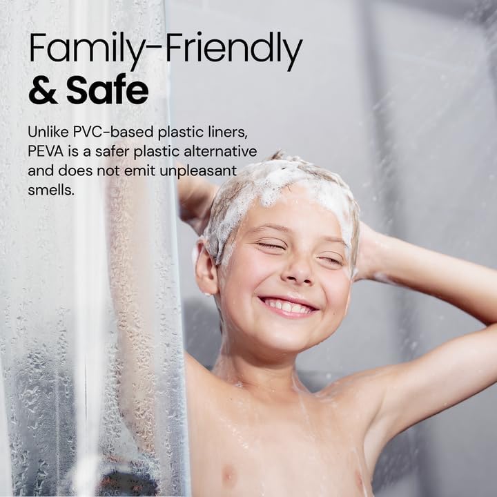 LiBa Shower Curtain PEVA 8G, 72x72 Inch Waterproof White