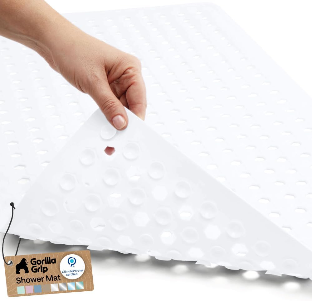 GORILLA GRIP Bath Tub Shower Mat, Bathtub Floor Liner, 35x16 White