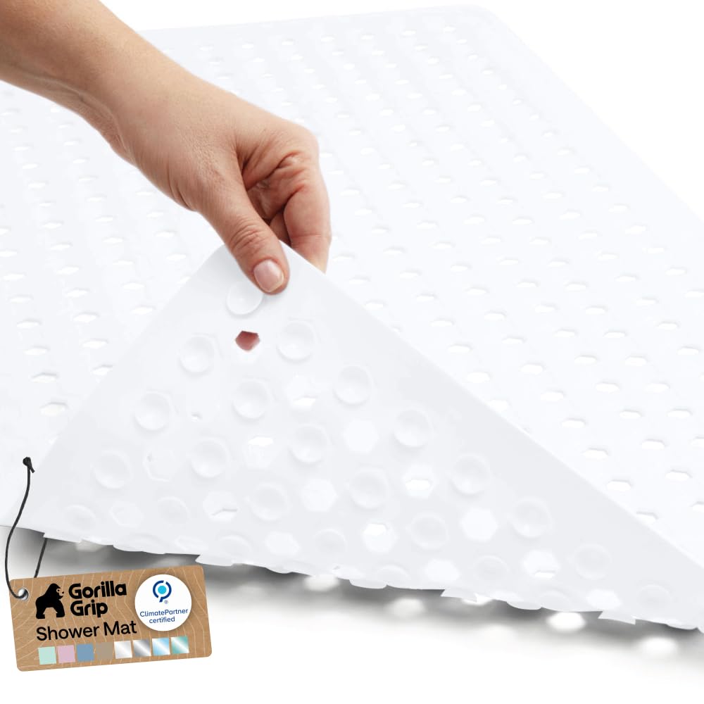 GORILLA GRIP Bath Tub Shower Mat, Bathtub Floor Liner, 35x16 White