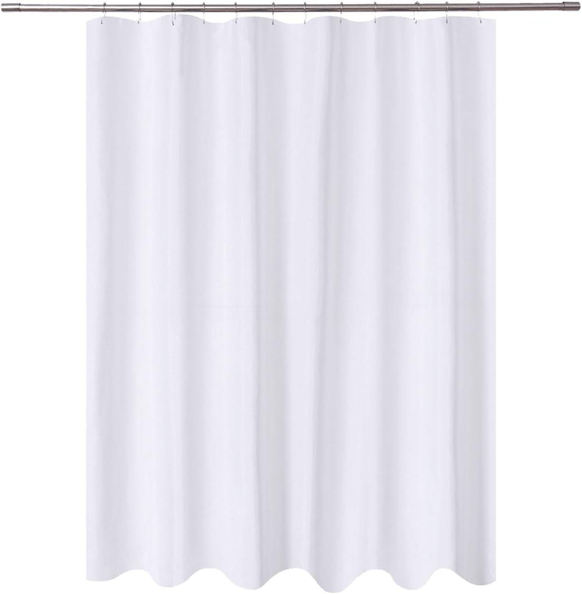 N&Y HOME Fabric Shower Curtain Liner with Magnets Standard Size, White