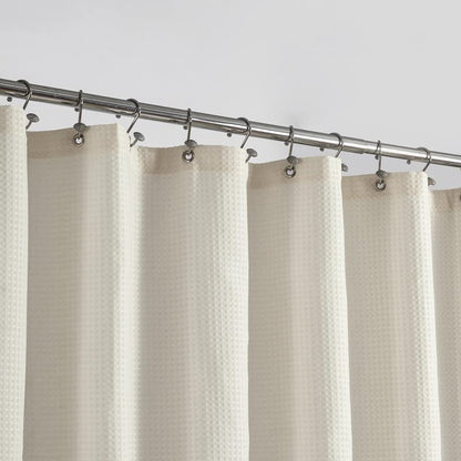 Barossa Design Waffle Weave Extra Long Shower Curtain White 84 Inch Length
