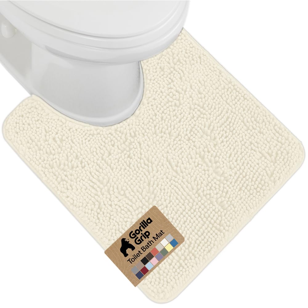 GORILLA GRIP Bath Rug Mat for Bathroom, Absorbent Chenille, 24x17 Gray