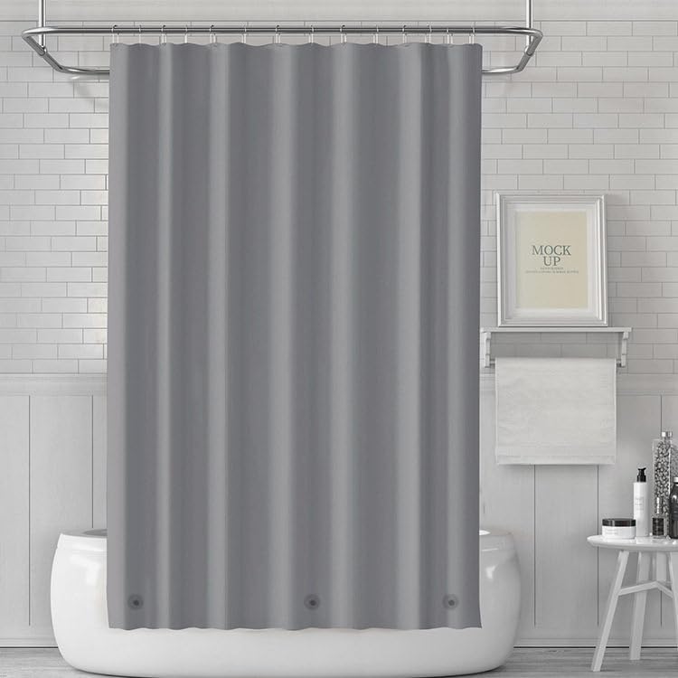 TIKABC Black Shower Curtain Liner, 4G PEVA Shower Liner, Plastic Waterproof Shower Curtains, 72x72 inch with Grommet Holes 3 Magnetic Weights(Black)