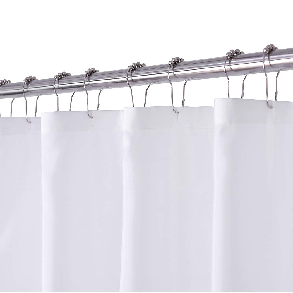 N&Y HOME Fabric Shower Curtain Liner with Magnets Standard Size, White