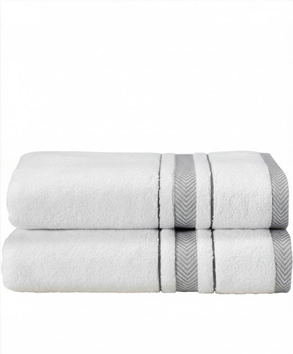 Bath Towels Set for Bathroom – Luxury 6-Piece Cotton Towels, Soft Absorbent & Quick Dry, 600 GSM Bath Towels for Bathroom, Hotel Spa Quality (White/Charcoal, 6- Bath Towel Set)