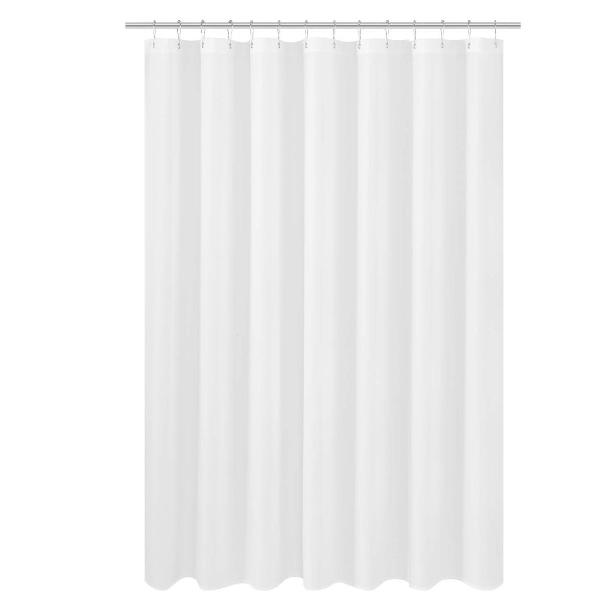 N&Y HOME Fabric Shower Curtain Liner with Magnets Standard Size, White