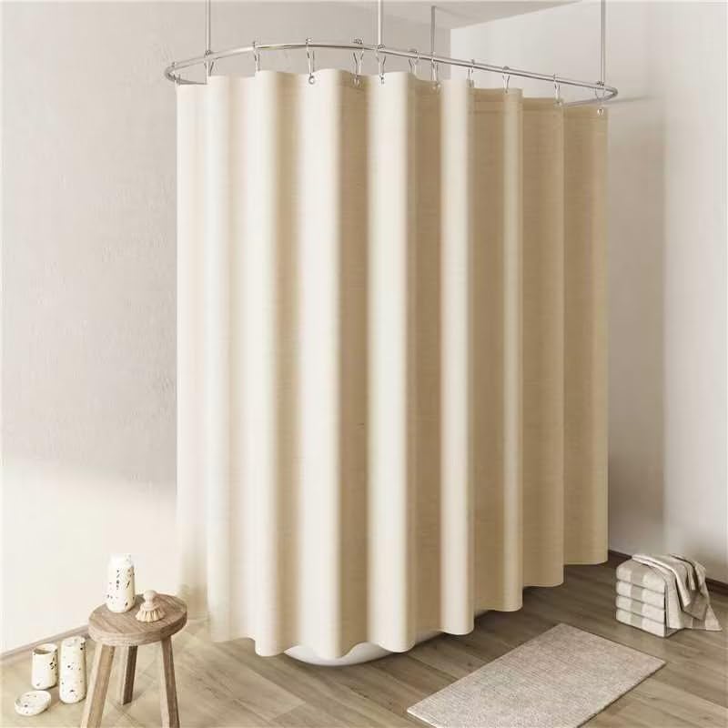 Naturoom Linen Shower Curtain 72 Inch Long for Bathroom Beige 1 Panel