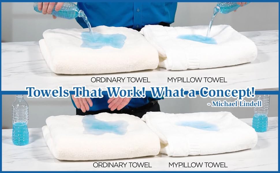 MyPillow MyTowels 6 Piece Towel Set - 100% Cotton Soft Absorbent Towels for Bathroom, 2 Bath Towels, 2 Hand Towels, 2 Washcloths [MyTowels 6-Piece Set, Turquoise]