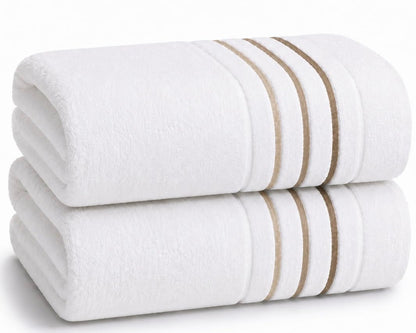 Bath Towels Set for Bathroom – Luxury 6-Piece Cotton Towels, Soft Absorbent & Quick Dry, 600 GSM Bath Towels for Bathroom, Hotel Spa Quality (White/Charcoal, 6- Bath Towel Set)