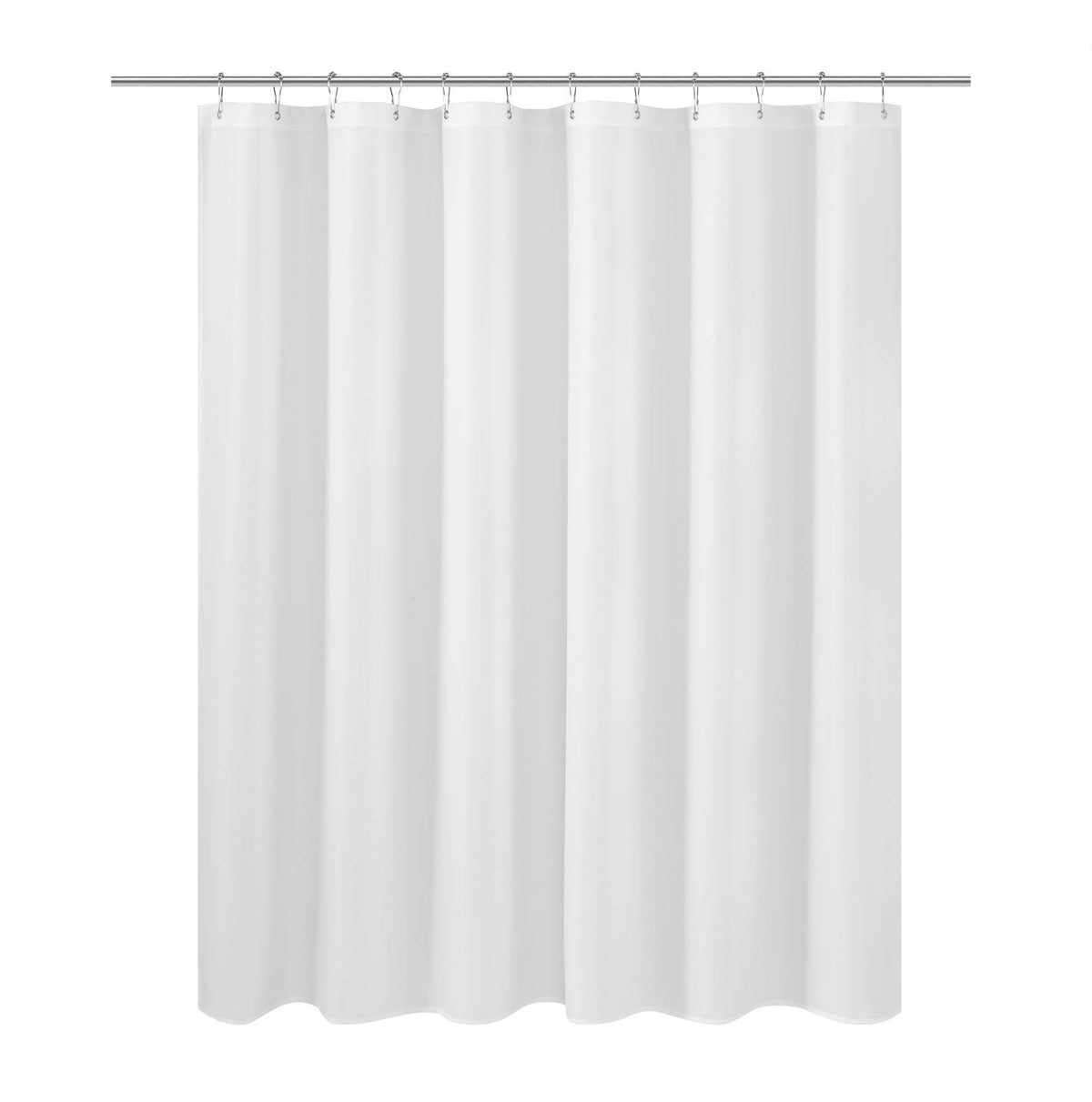 N&Y HOME Fabric Shower Curtain Liner with Magnets Standard Size, White