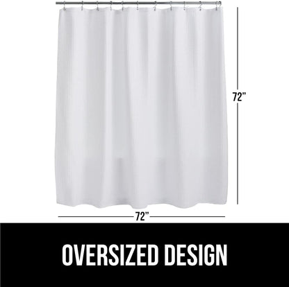 GORILLA GRIP White Waffle Style Textured Fabric Shower Curtain, 72x72
