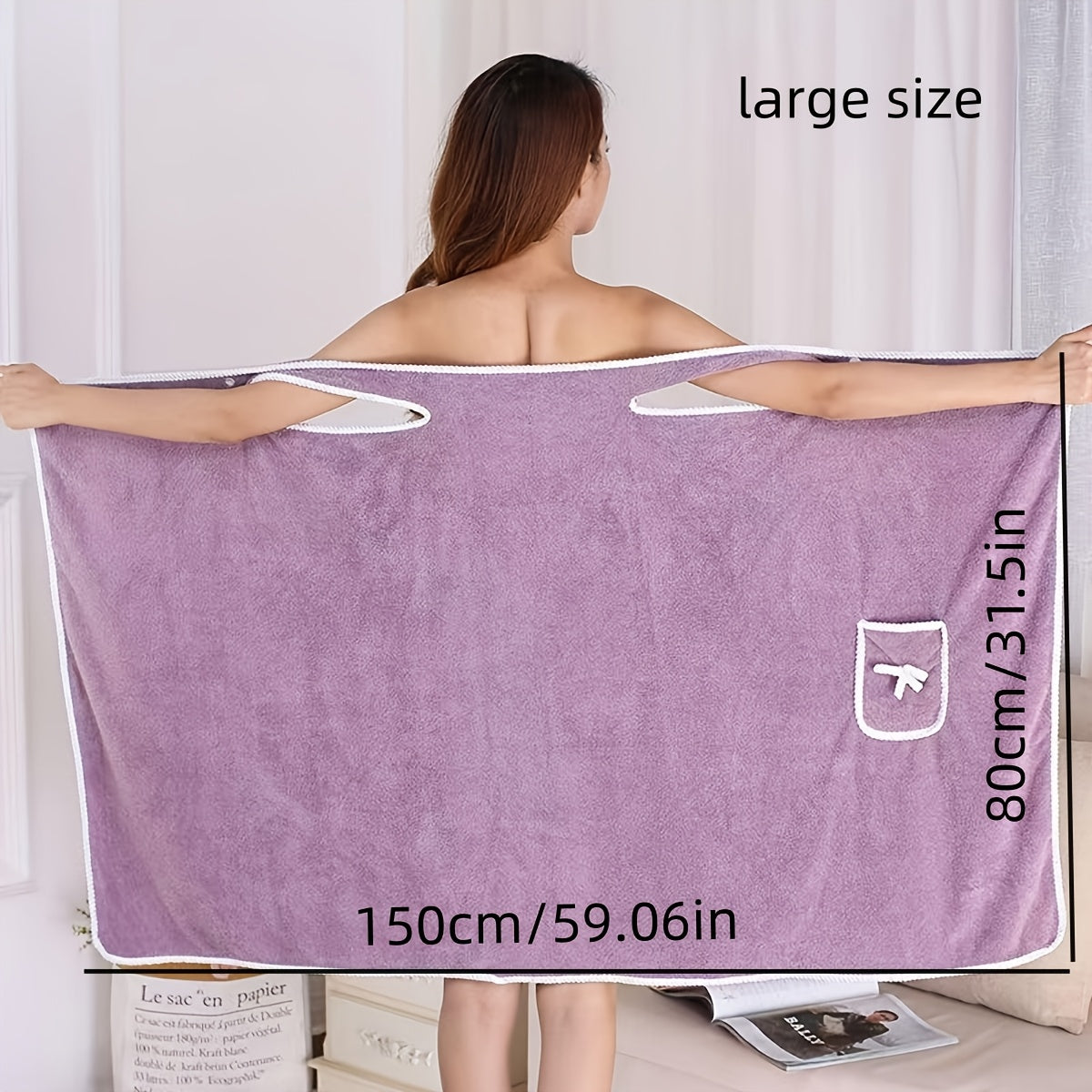 Bow Thickened Adult Bath Towel, Coral Wearable Absorbent Quick-drying Soft Skin-friendly Bathrobe, Beach Towel, Bath Towel