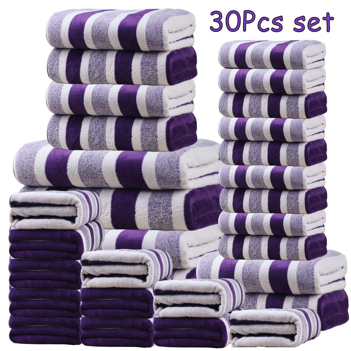 30pcs Large Wide Super Soft Coral Bath Towel Set, Quick Drying, Fast Absorption, Lightweight, Very Suitable for Home, Hotel And Spa Use, Outdoor Fitness, Camping Towel Bath Towel Set Christmas Gift Towel Bath Towel Set
